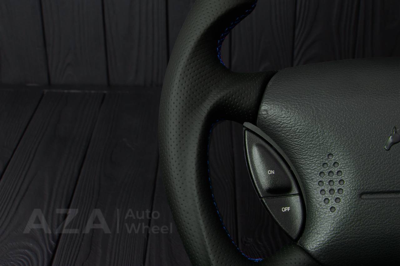 Steering wheel Ford Mustang GT Cobra Alcantara/Perforated leather/Blue stripe (can be any color per request) - Image 11