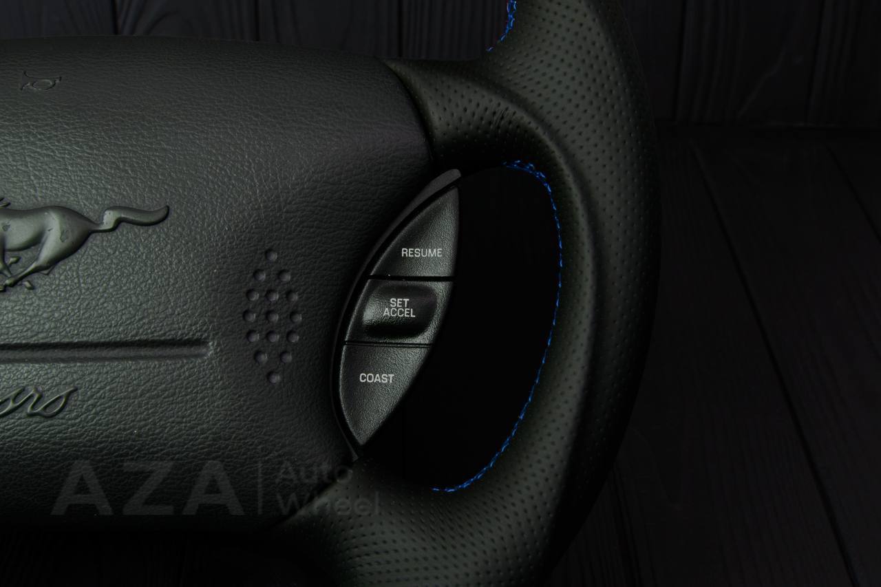 Steering wheel Ford Mustang GT Cobra Alcantara/Perforated leather/Blue stripe (can be any color per request) - Image 9