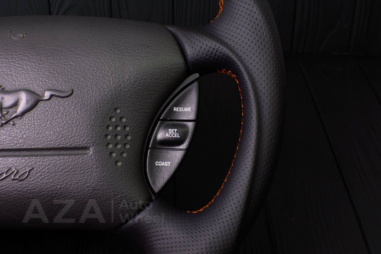 Steering wheel Ford Mustang GT Cobra Alcantara/Perforated leather/Orange stripe (can be any color per request) - Image 15