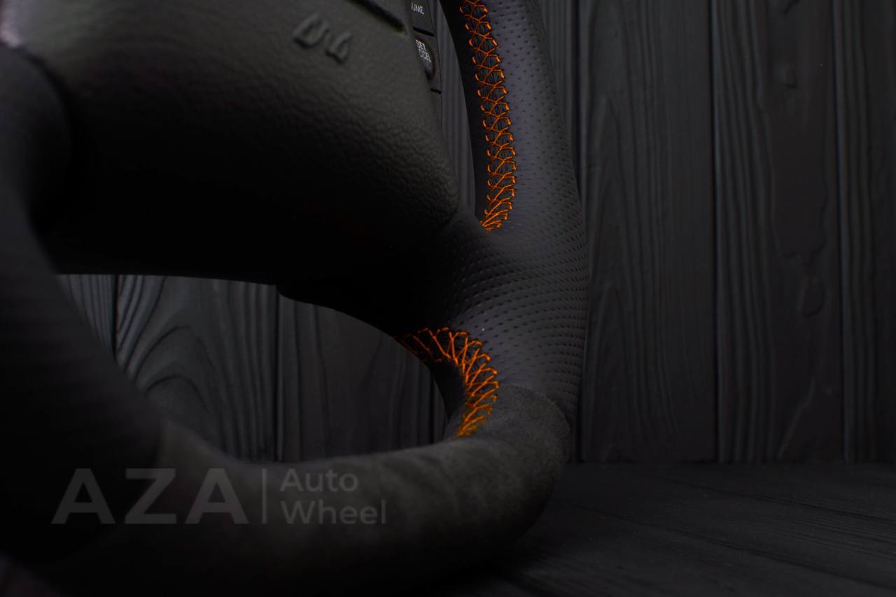 Steering wheel Ford Mustang GT Cobra Alcantara/Perforated leather/Orange stripe (can be any color per request) - Image 12