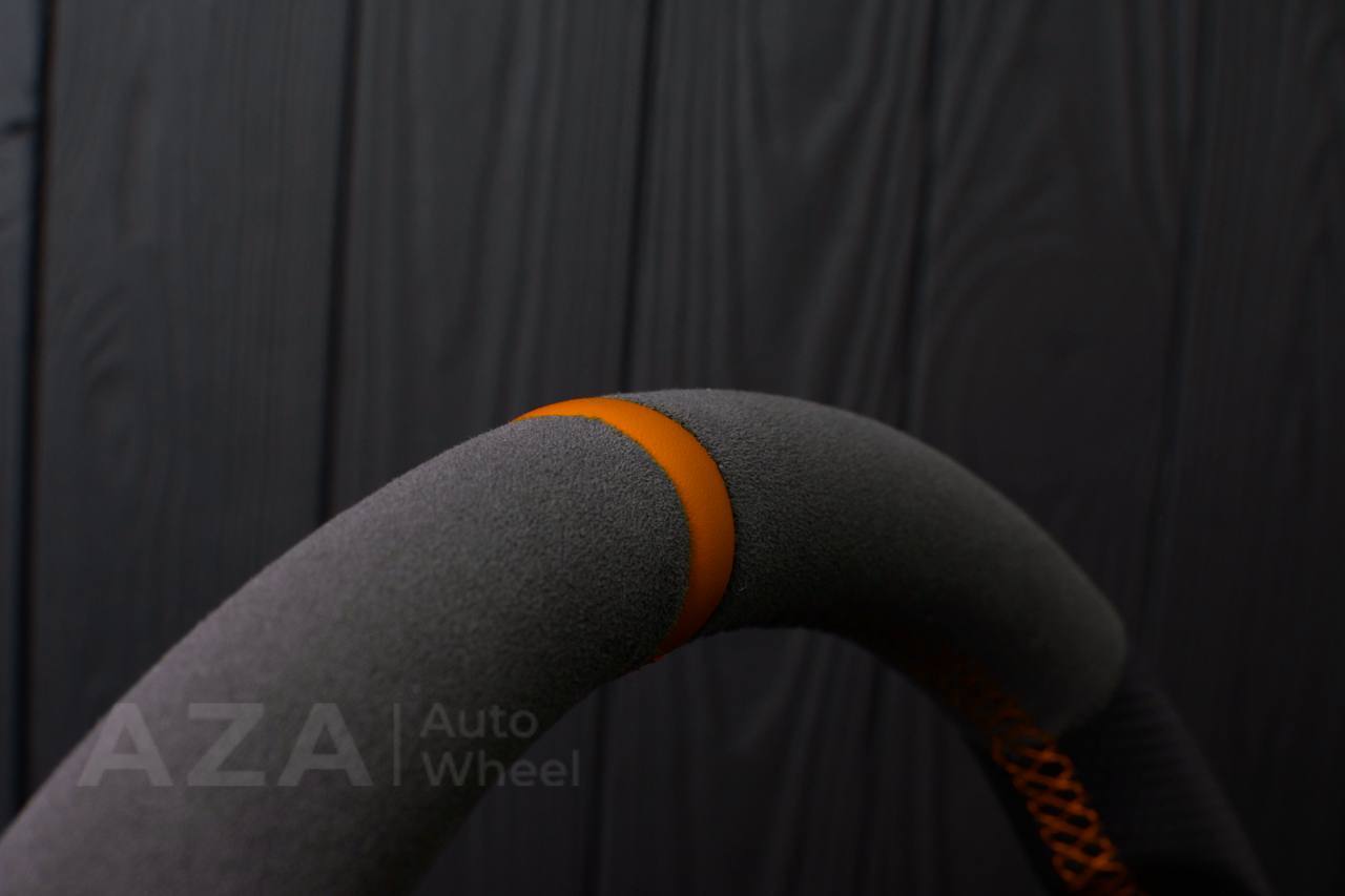 Steering wheel Ford Mustang GT Cobra Alcantara/Perforated leather/Orange stripe (can be any color per request) - Image 11