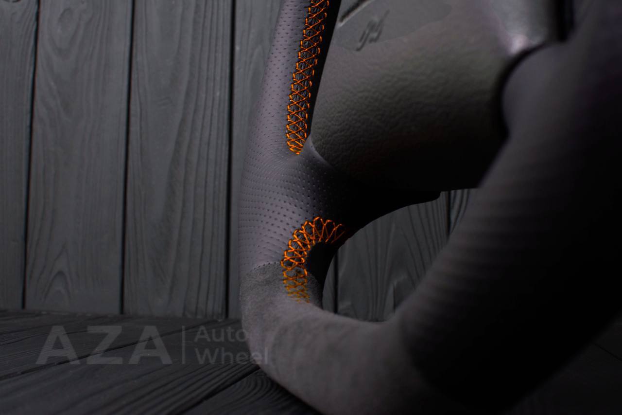 Steering wheel Ford Mustang GT Cobra Alcantara/Perforated leather/Orange stripe (can be any color per request) - Image 10
