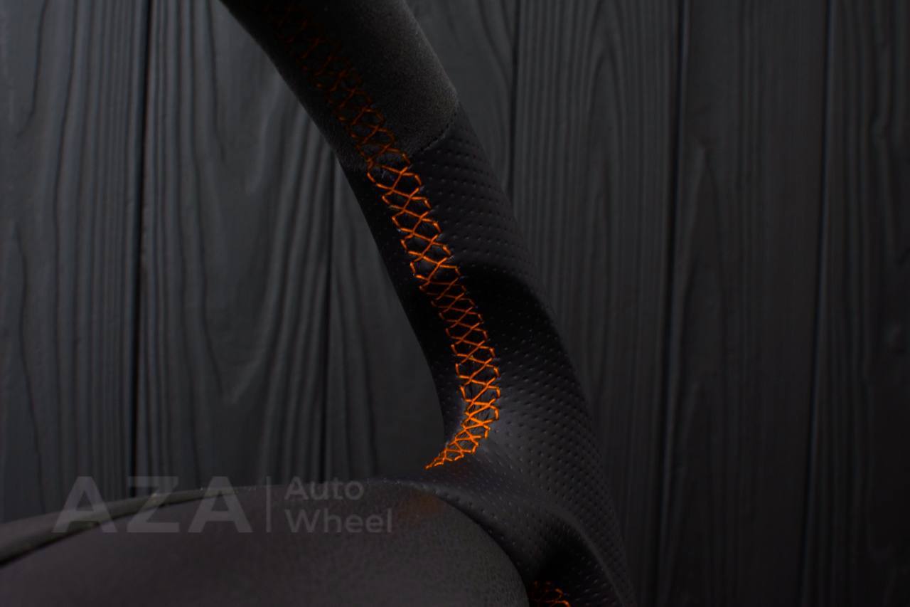 Steering wheel Ford Mustang GT Cobra Alcantara/Perforated leather/Orange stripe (can be any color per request) - Image 9
