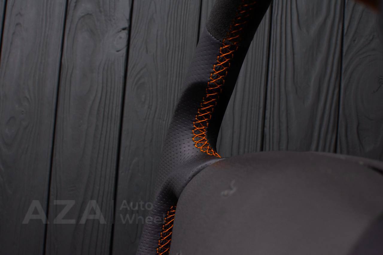 Steering wheel Ford Mustang GT Cobra Alcantara/Perforated leather/Orange stripe (can be any color per request) - Image 7
