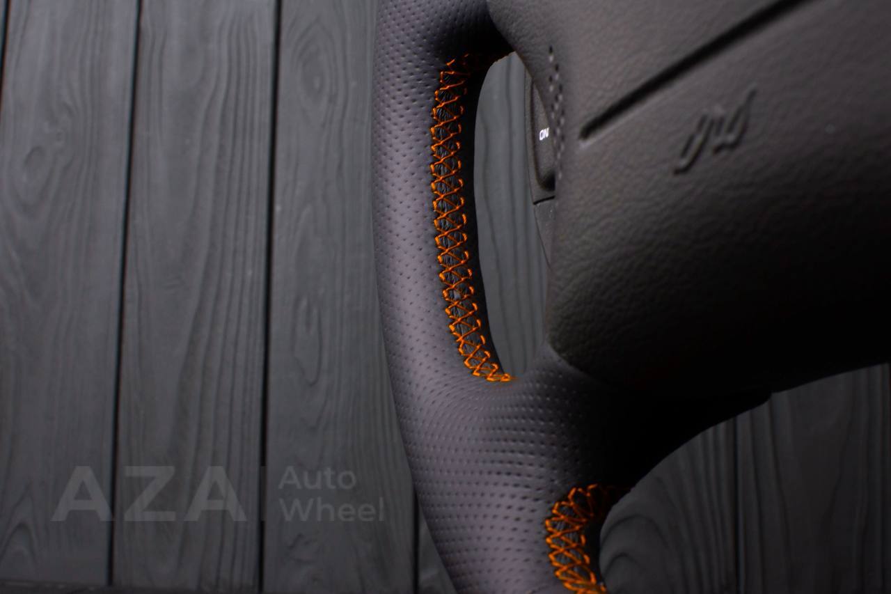 Steering wheel Ford Mustang GT Cobra Napa/Perforated leather/Orange stripe (can be any color per request) - Image 8