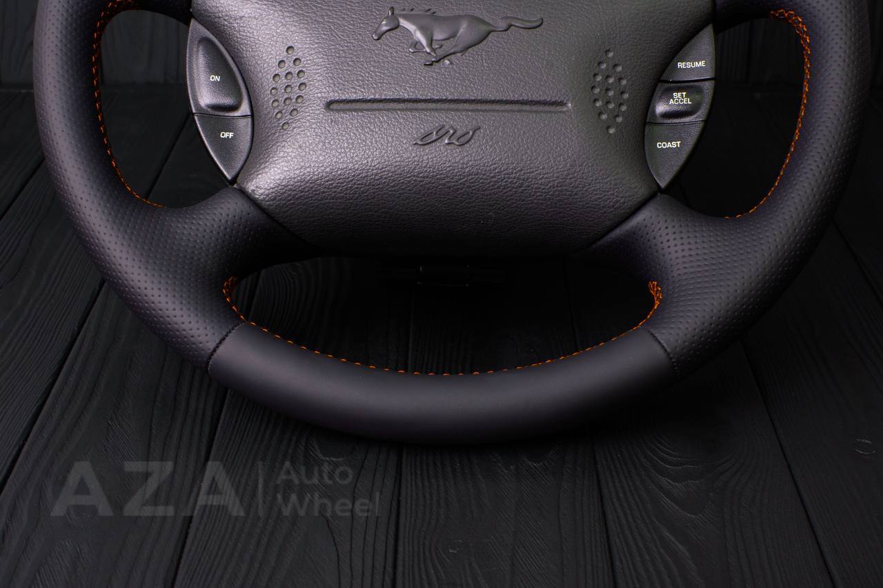 Steering wheel Ford Mustang GT Cobra Napa/Perforated leather/Orange stripe (can be any color per request) - Image 7