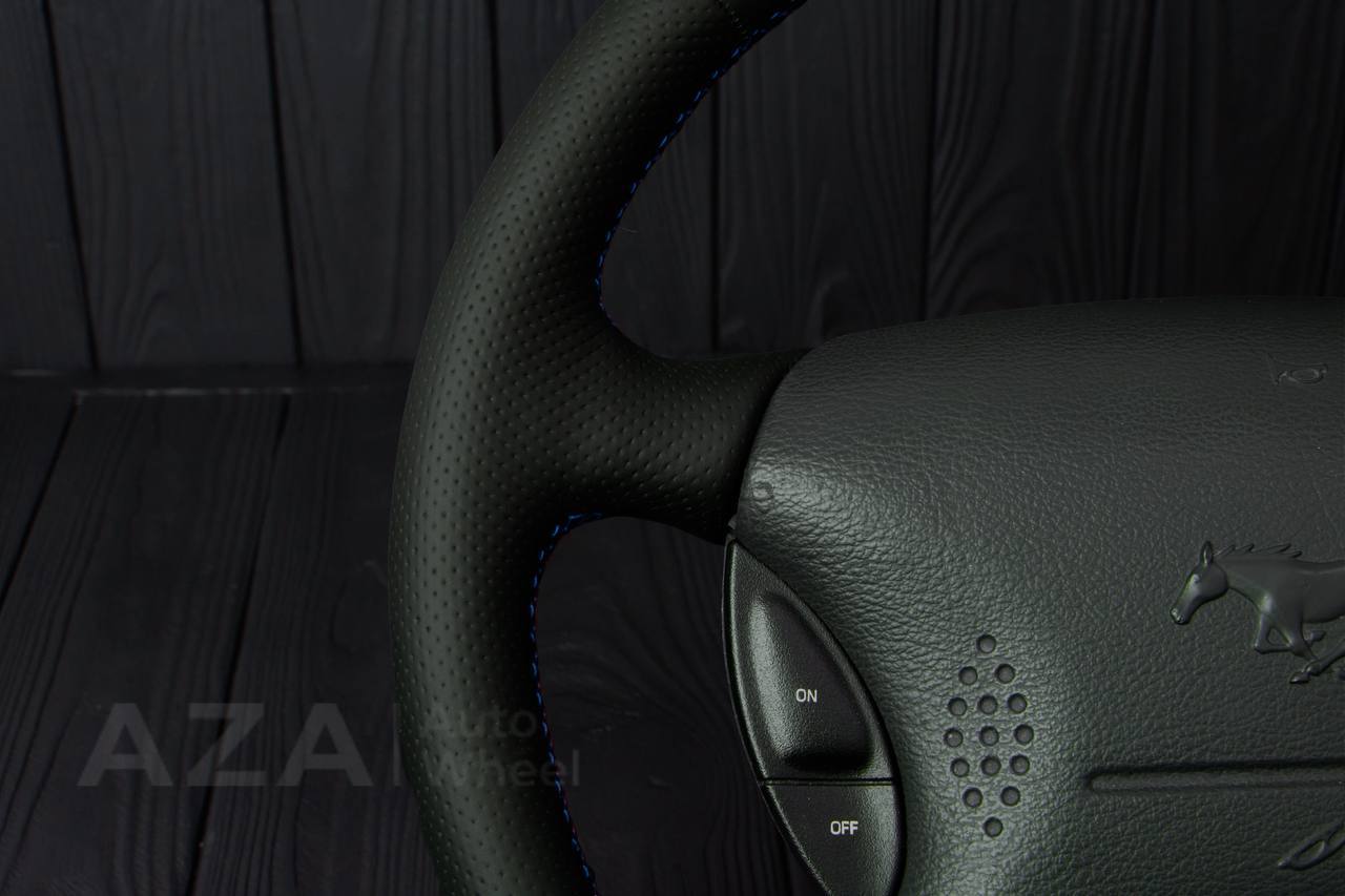 Steering wheel Ford Mustang GT Cobra Napa/Perforated leather/Blue stripe (can be any color per request) - Image 9