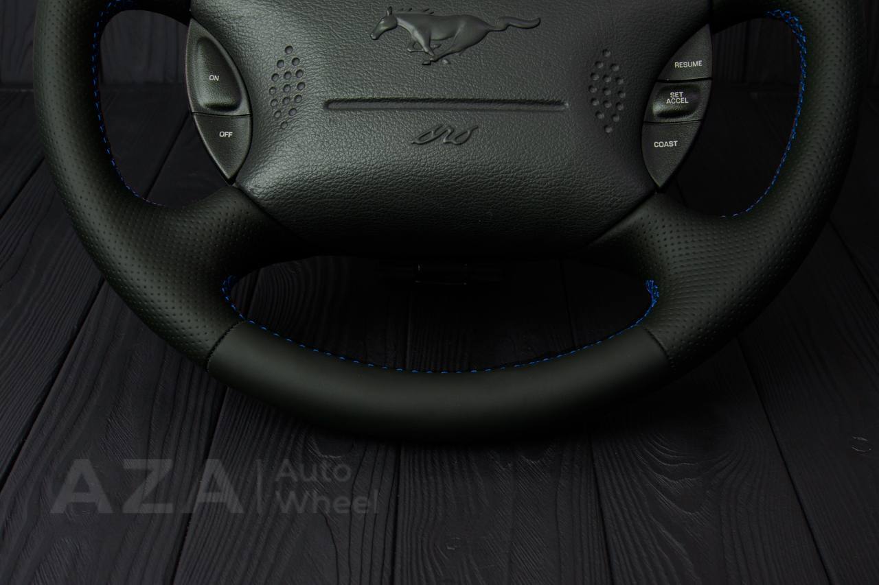 Steering wheel Ford Mustang GT Cobra Napa/Perforated leather/Blue stripe (can be any color per request) - Image 7