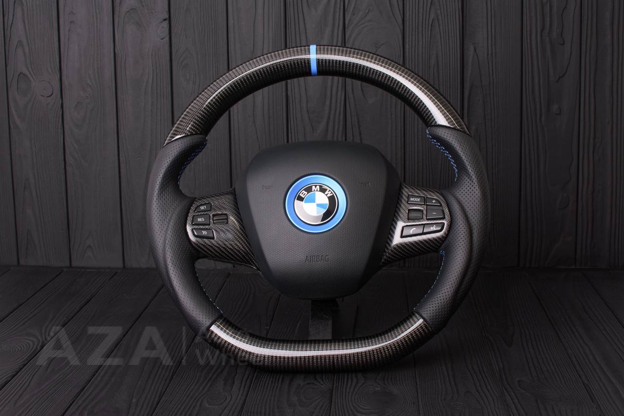 Steering wheel BMW i3 Carbon fiber/Perforated leather/Blue stripe