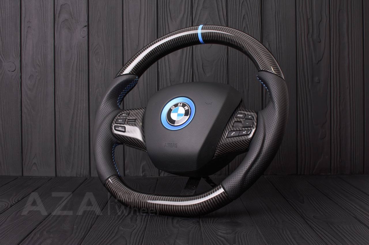 Steering wheel BMW i3 Carbon fiber/Perforated leather/Blue stripe - Image 6