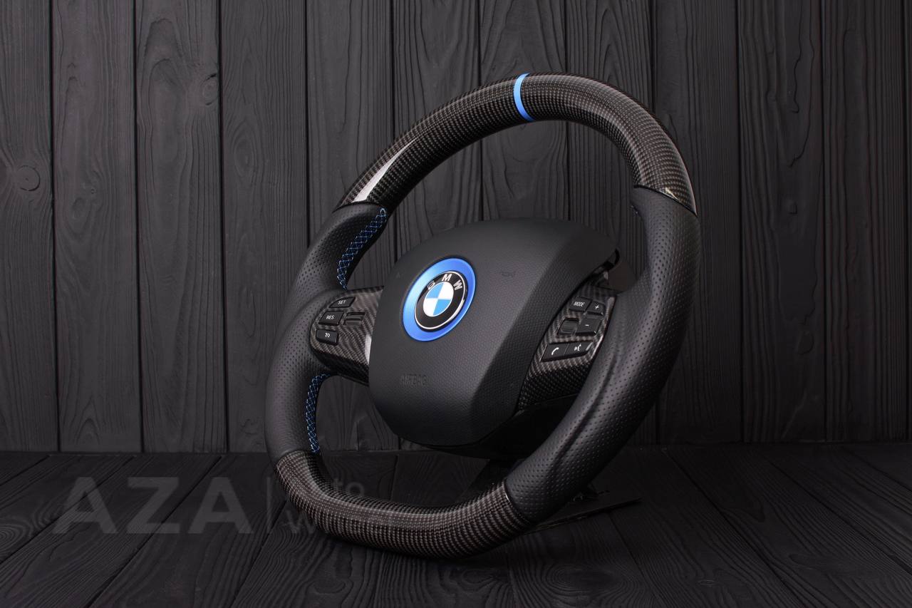 Steering wheel BMW i3 Carbon fiber/Perforated leather/Blue stripe - Image 5
