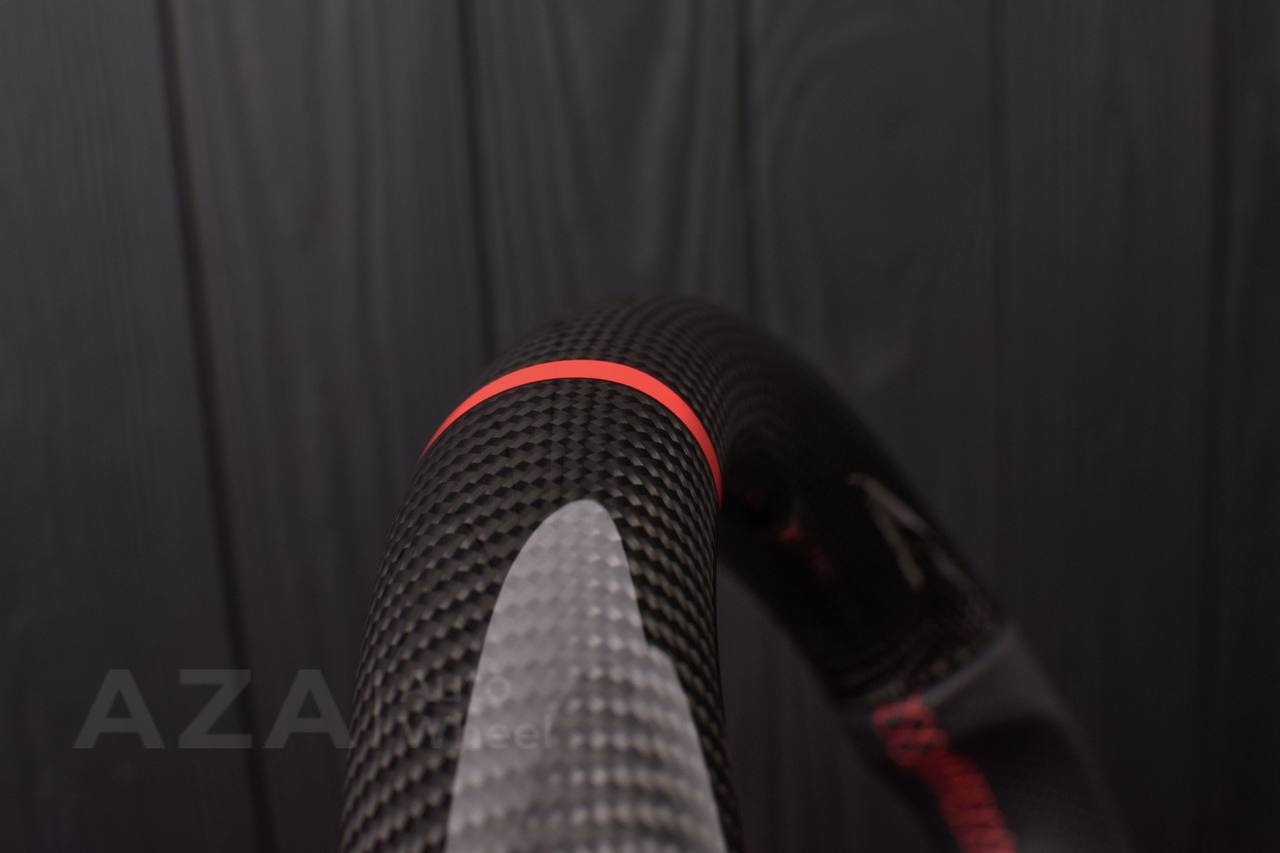 Steering wheel Ford F150/F250/F350 97-2007 Carbon fiber/Perforated leather/Red stripe (can be any color per request) - Image 16
