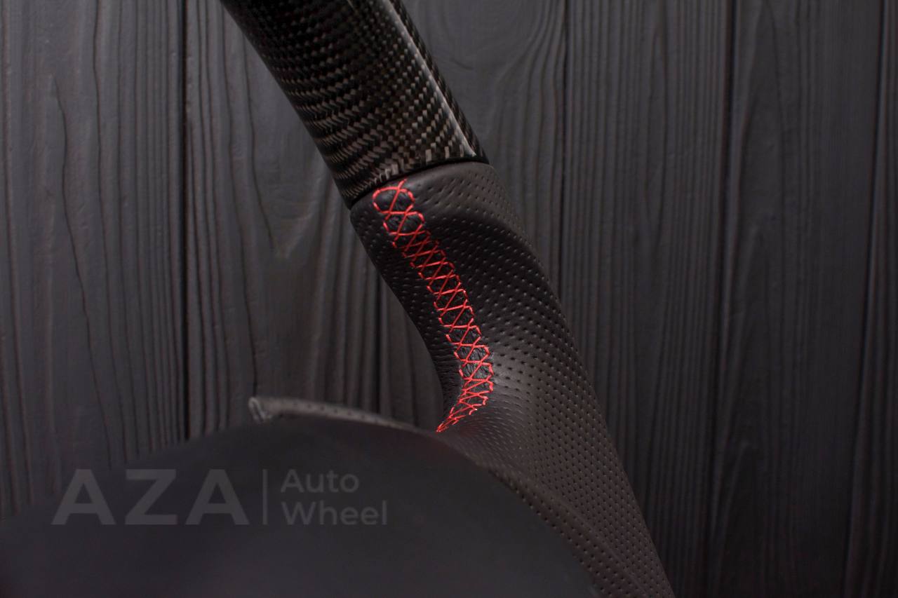 Steering wheel Ford F150/F250/F350 97-2007 Carbon fiber/Perforated leather/Red stripe (can be any color per request) - Image 14
