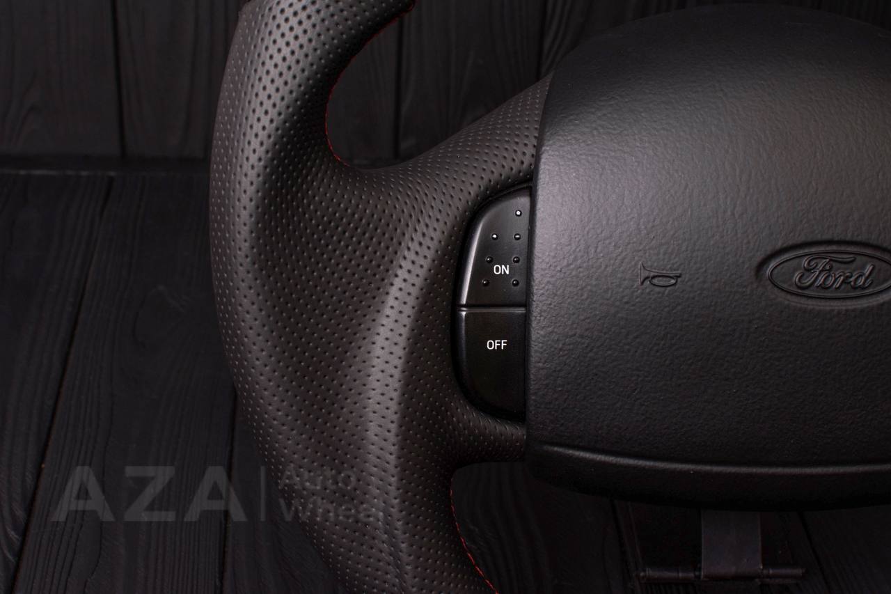 Steering wheel Ford F150/F250/F350 97-2007 Carbon fiber/Perforated leather/Red stripe (can be any color per request) - Image 12