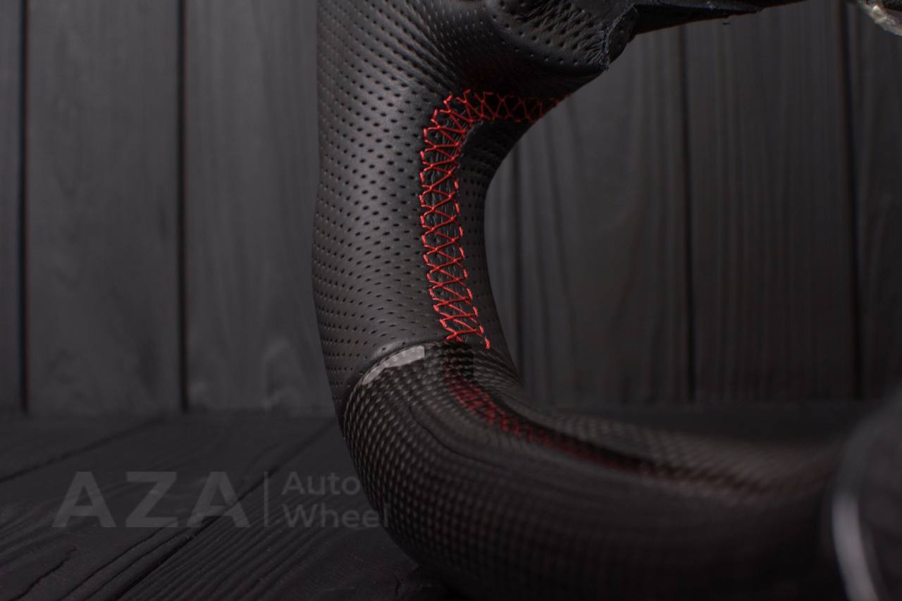 Steering wheel Ford F150/F250/F350 97-2007 Carbon fiber/Perforated leather/Red stripe (can be any color per request) - Image 8