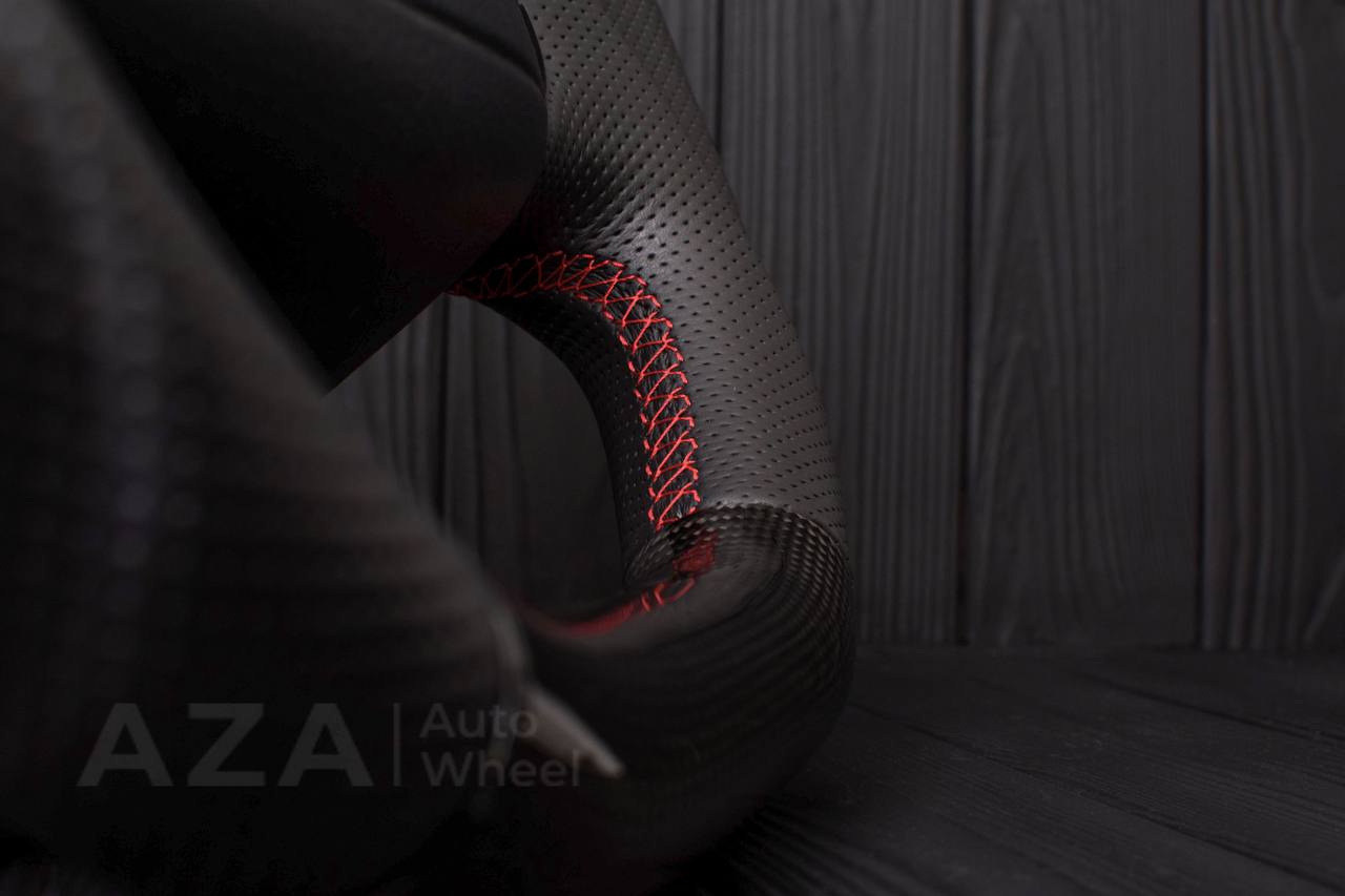 Steering wheel Ford F150/F250/F350 97-2007 Carbon fiber/Perforated leather/Red stripe (can be any color per request) - Image 7