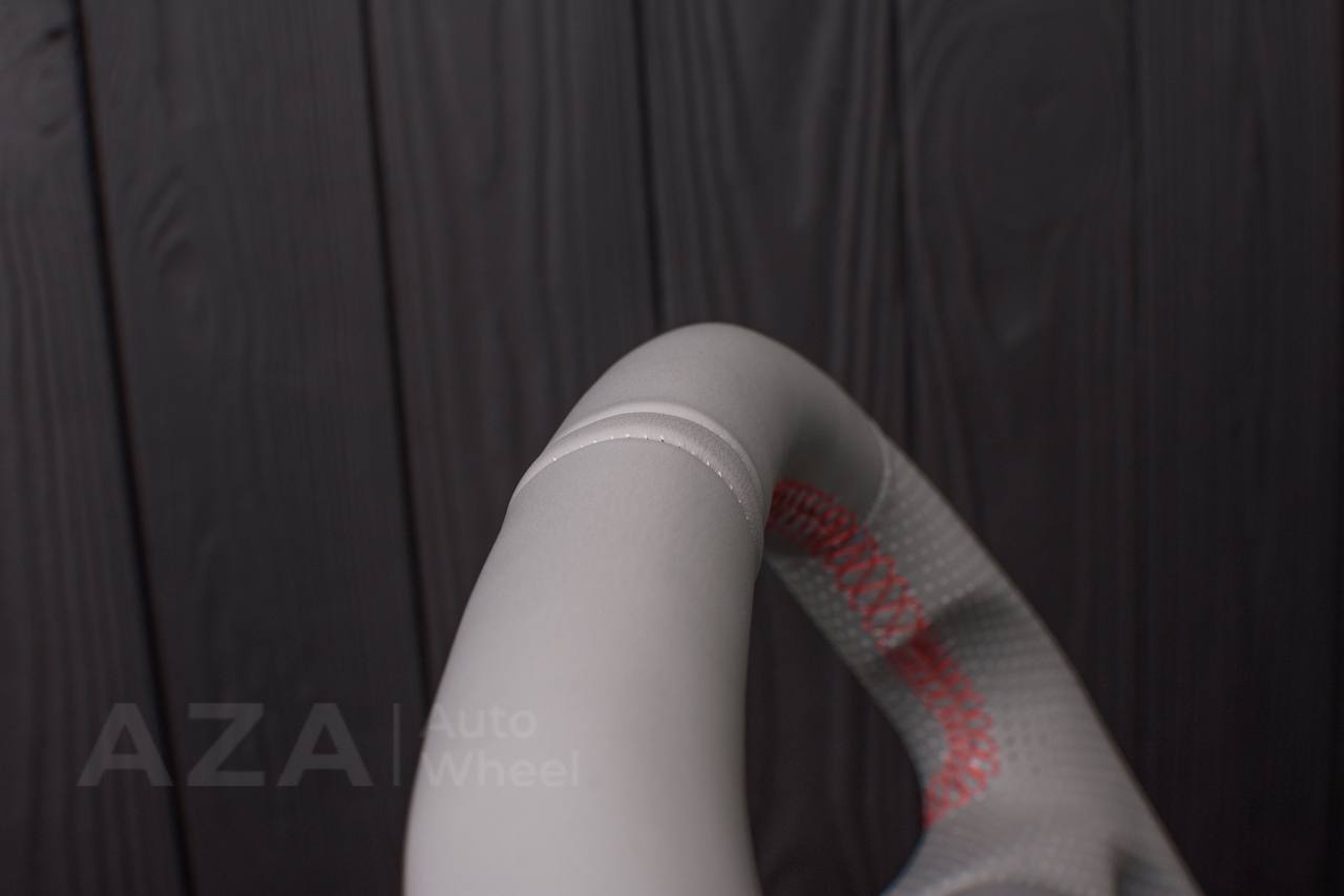 Steering wheel Ford Mustang GT Cobra Flat top/Flat bottom Napa/Perforated leather/Grey stripe (can be any color per request) - Image 15