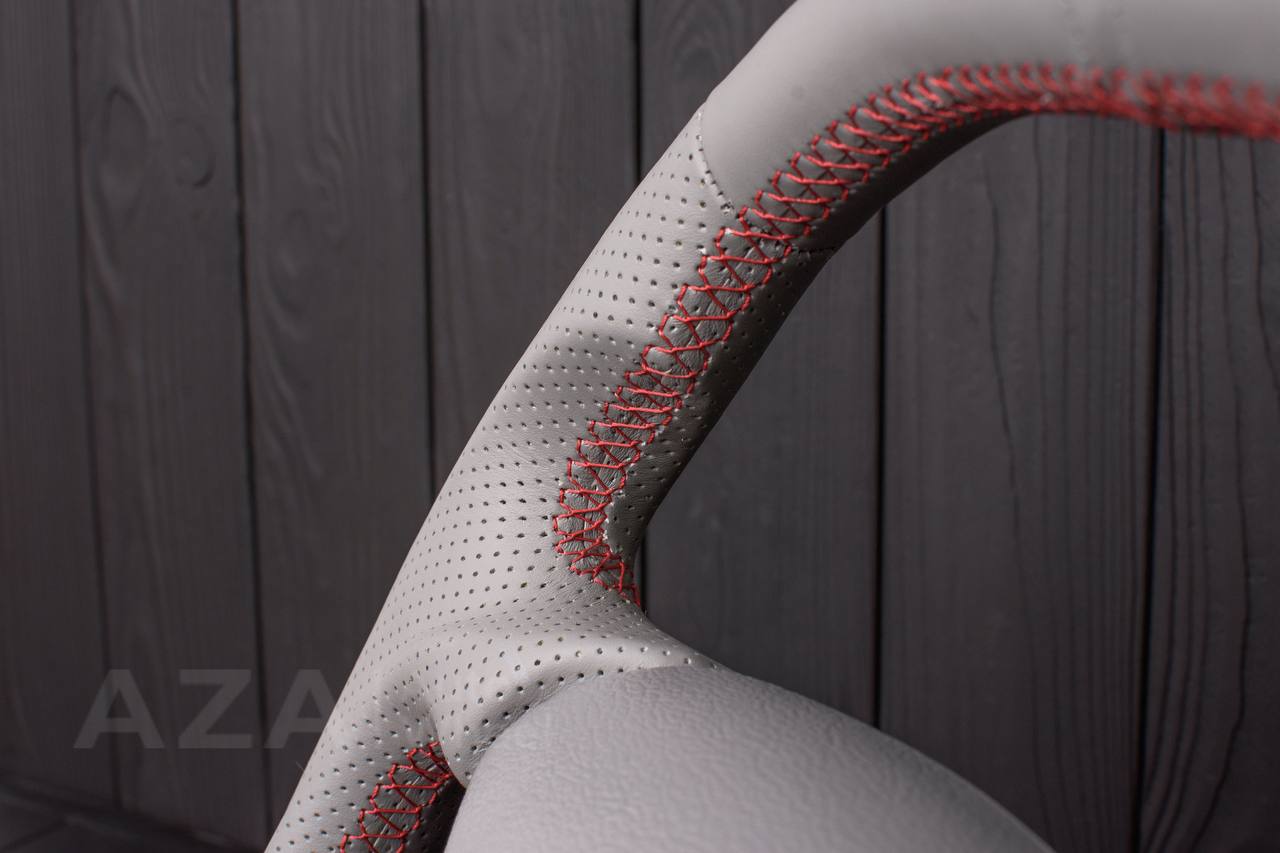 Steering wheel Ford Mustang GT Cobra Flat top/Flat bottom Napa/Perforated leather/Grey stripe (can be any color per request) - Image 13