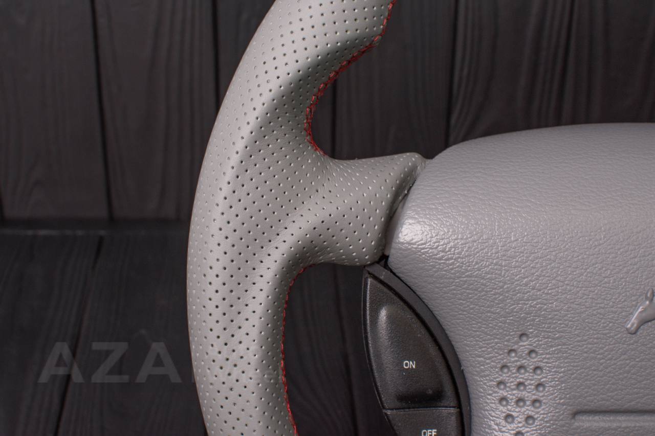 Steering wheel Ford Mustang GT Cobra Flat top/Flat bottom Napa/Perforated leather/Grey stripe (can be any color per request) - Image 12