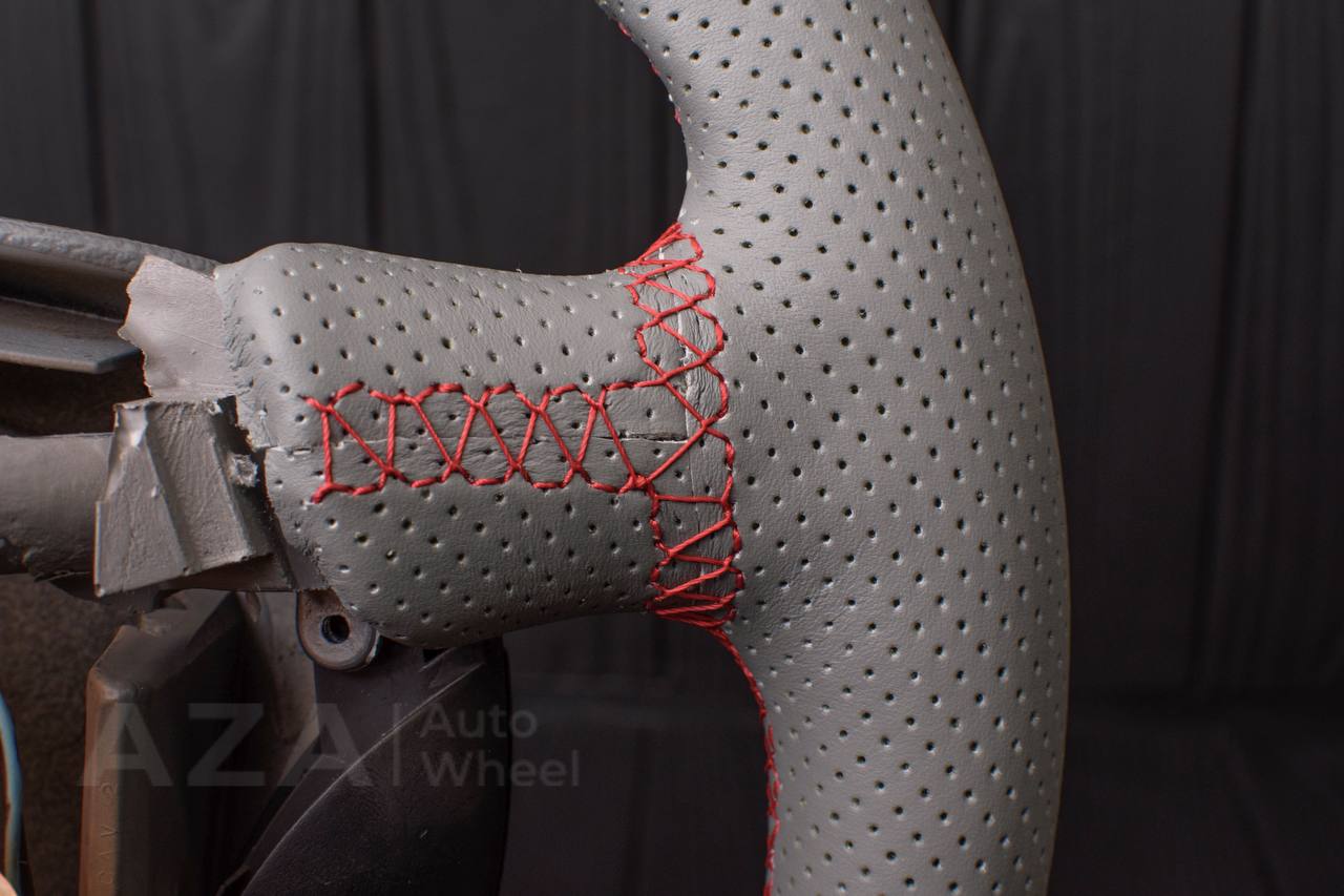 Steering wheel Ford Mustang GT Cobra Flat top/Flat bottom Napa/Perforated leather/Grey stripe (can be any color per request) - Image 7