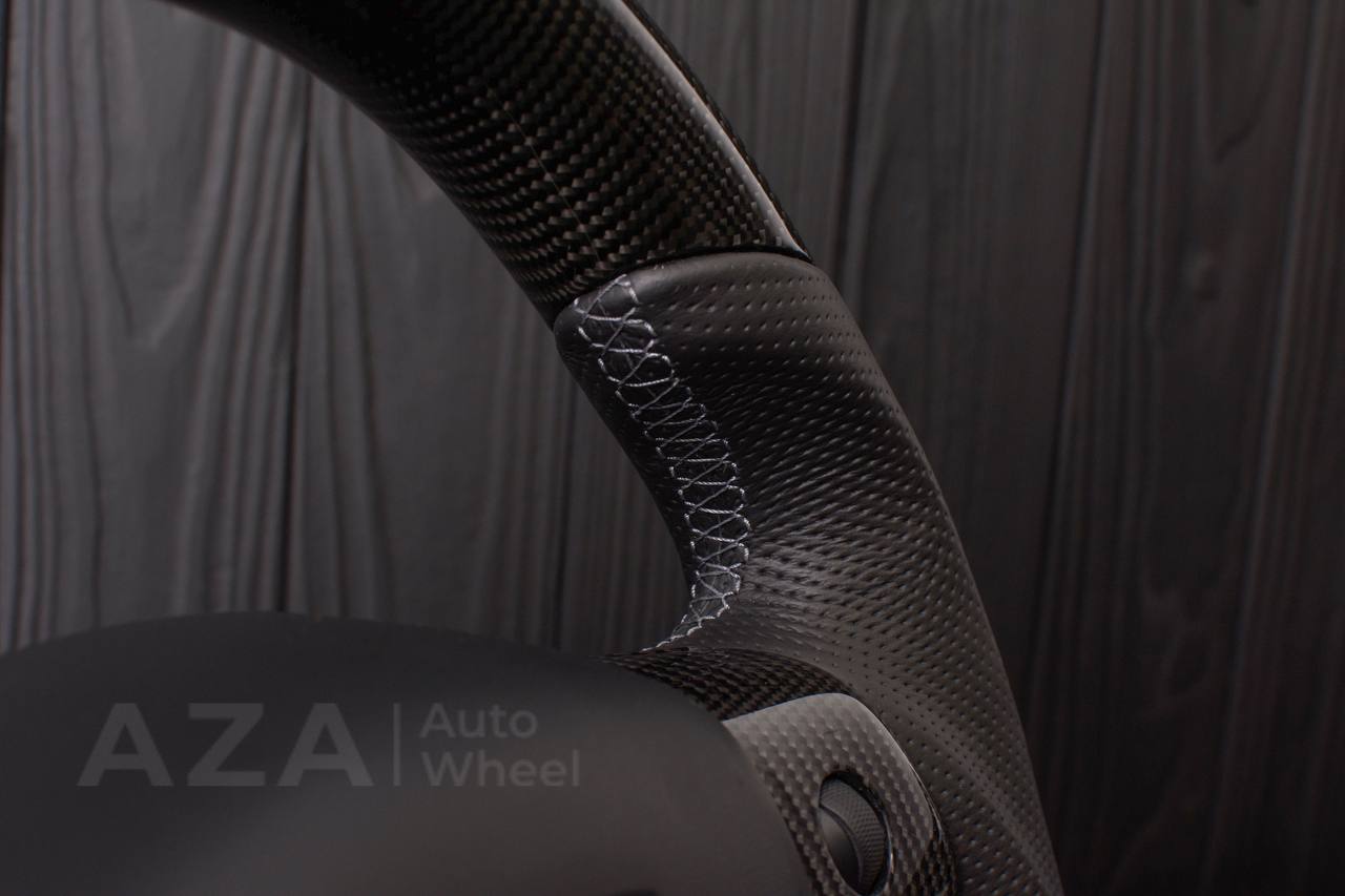 Steering wheel Tesla Model 3/Y Carbon fiber/Perforated leather/Gray stripe (can be any color) - Image 11