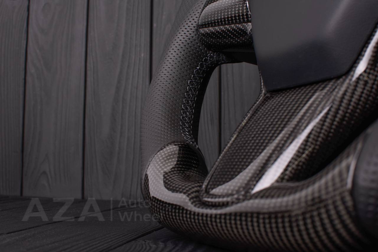 Steering wheel Tesla Model 3/Y Carbon fiber/Perforated leather/Gray stripe (can be any color) - Image 7