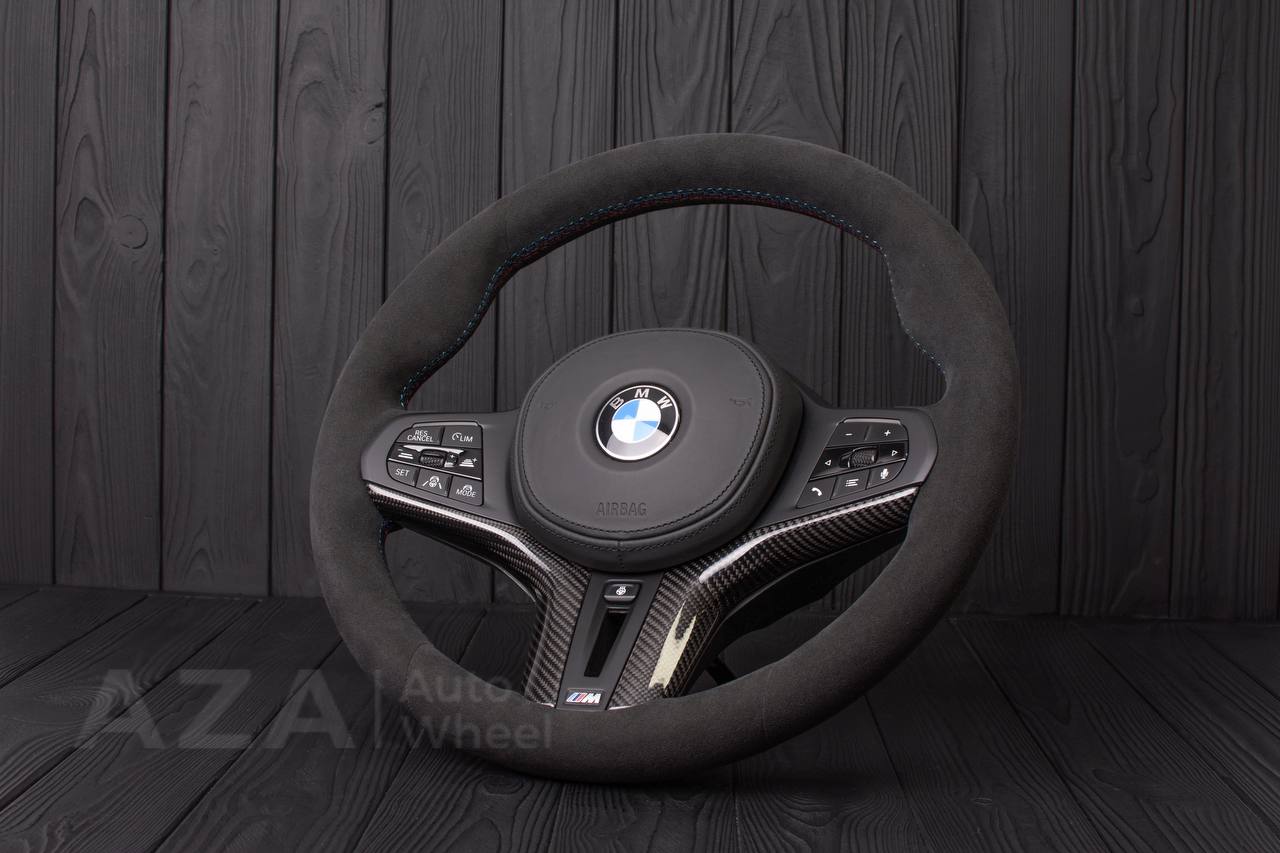 Steering wheel 2017+ BMW F90 M5 G80 M3 M4 M8 X5M X6M X3M X4M Carbon fiber trim/Alcantara (can be any colors) Heated and drivers assist options retained - Image 5