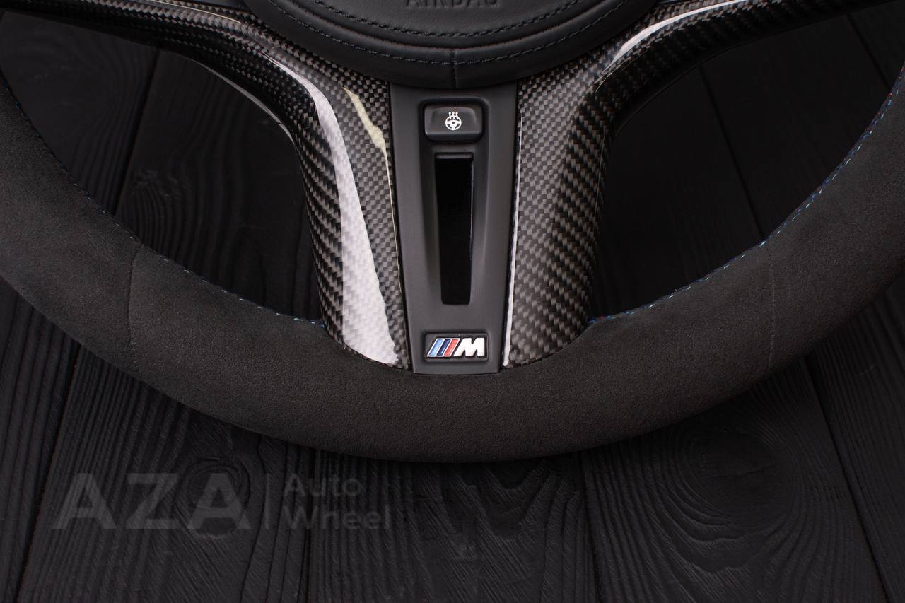 Steering wheel 2017+ BMW F90 M5 G80 M3 M4 M8 X5M X6M X3M X4M Carbon fiber trim/Alcantara (can be any colors) Heated and drivers assist options retained - Image 12