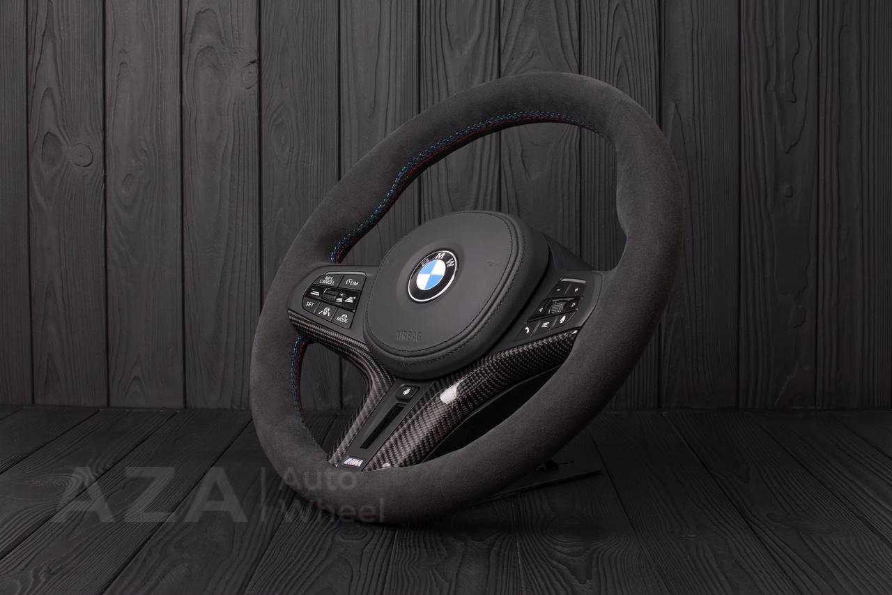 Steering wheel 2017+ BMW F90 M5 G80 M3 M4 M8 X5M X6M X3M X4M Carbon fiber trim/Alcantara (can be any colors) Heated and drivers assist options retained - Image 4
