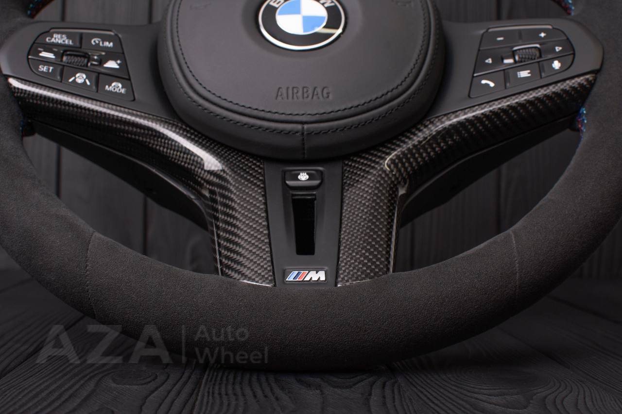 Steering wheel 2017+ BMW F90 M5 G80 M3 M4 M8 X5M X6M X3M X4M Carbon fiber trim/Alcantara (can be any colors) Heated and drivers assist options retained - Image 7