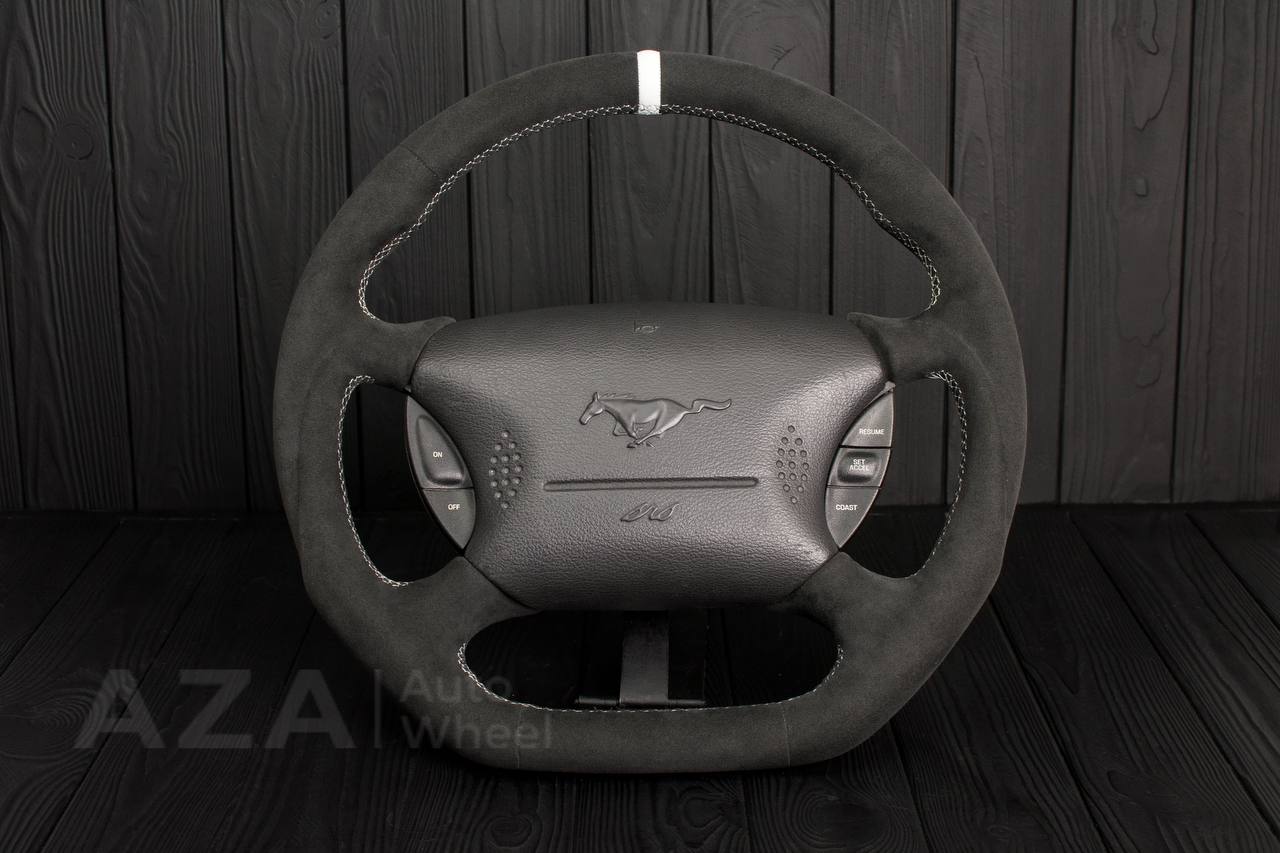 Steering wheel Ford Mustang GT Cobra Alcantara/White stripe (can be any color per request)