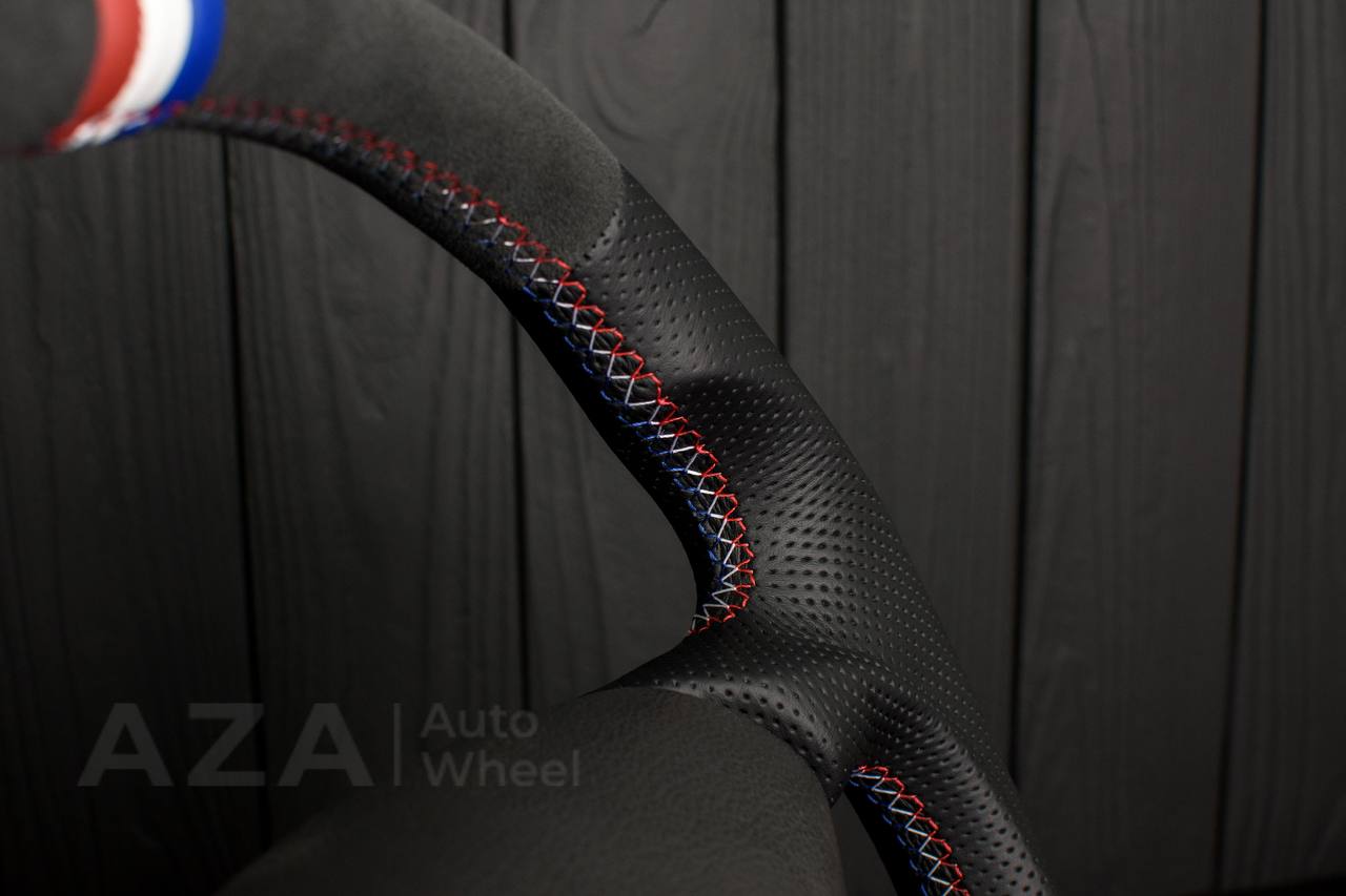Steering wheel Ford Mustang GT Cobra Alcantara/Perforated leather/American flag (can be any color per request) - Image 12