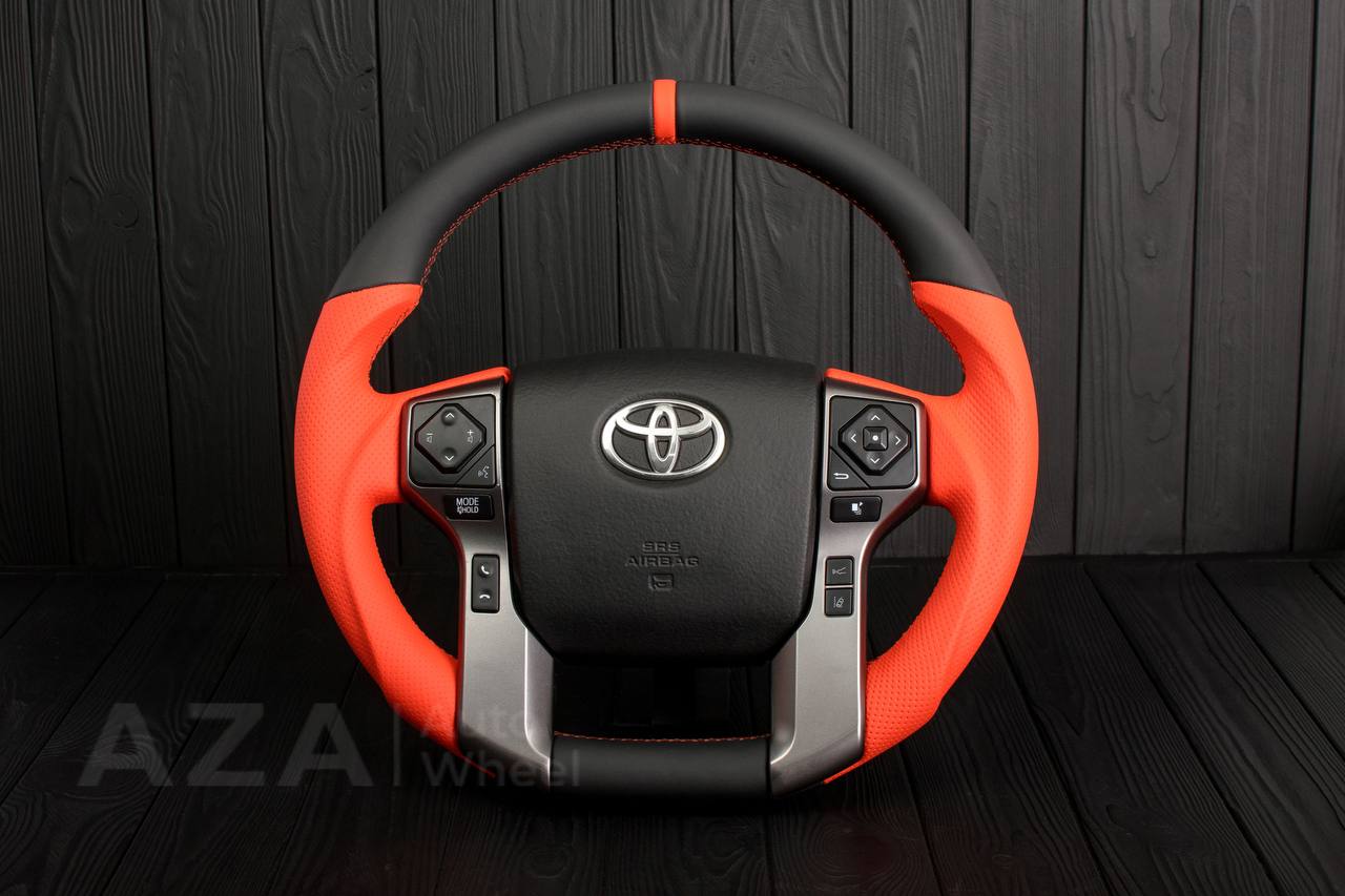 Steering wheel 2010+ Toyota 4Runner/Tacoma/Tundra/Sequoia Napa/Perforated leather/Orange stripe