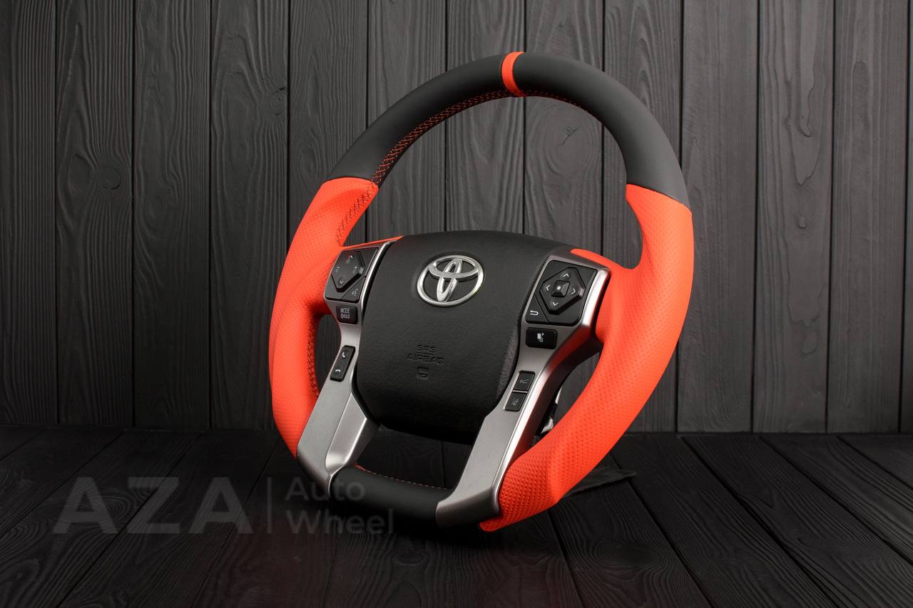 Steering wheel 2010+ Toyota 4Runner/Tacoma/Tundra/Sequoia Napa/Perforated leather/Orange stripe - Image 6