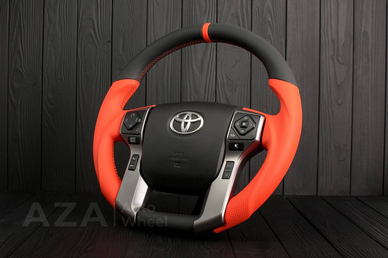 Steering wheel 2010+ Toyota 4Runner/Tacoma/Tundra/Sequoia Napa/Perforated leather/Orange stripe - Image 5