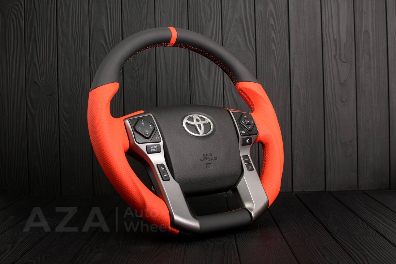 Steering wheel 2010+ Toyota 4Runner/Tacoma/Tundra/Sequoia Napa/Perforated leather/Orange stripe - Image 4