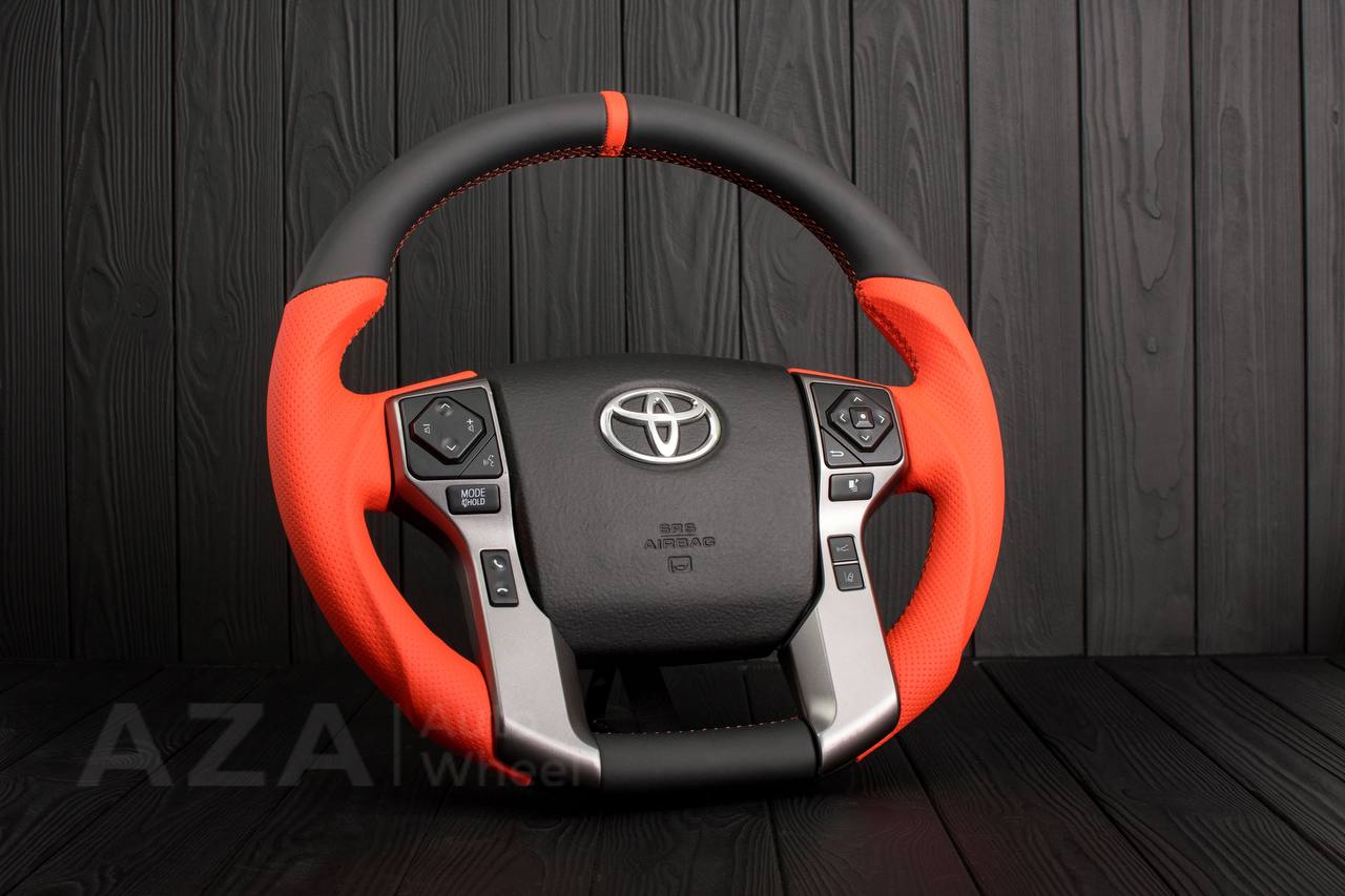 Steering wheel 2010+ Toyota 4Runner/Tacoma/Tundra/Sequoia Napa/Perforated leather/Orange stripe - Image 3