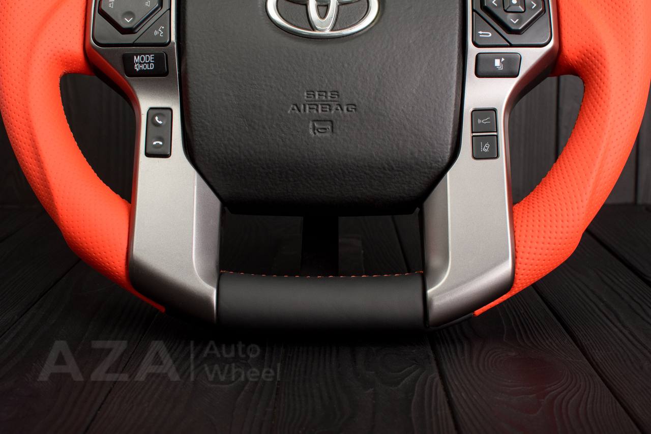 Steering wheel 2010+ Toyota 4Runner/Tacoma/Tundra/Sequoia Napa/Perforated leather/Orange stripe - Image 8