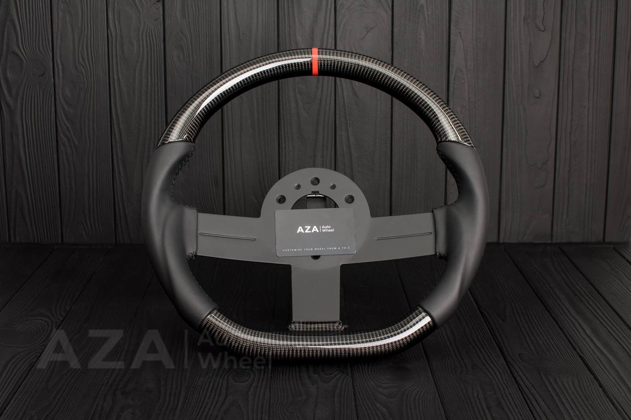 Steering wheel Chevrolet Camaro Iroc Z28 Berlinetta 1982-89 Custom flat bottom Carbon fiber/Napa/Red stripe