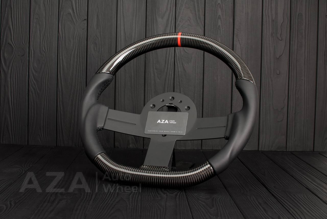 Steering wheel Chevrolet Camaro Iroc Z28 Berlinetta 1982-89 Custom flat bottom Carbon fiber/Napa/Red stripe - Image 4