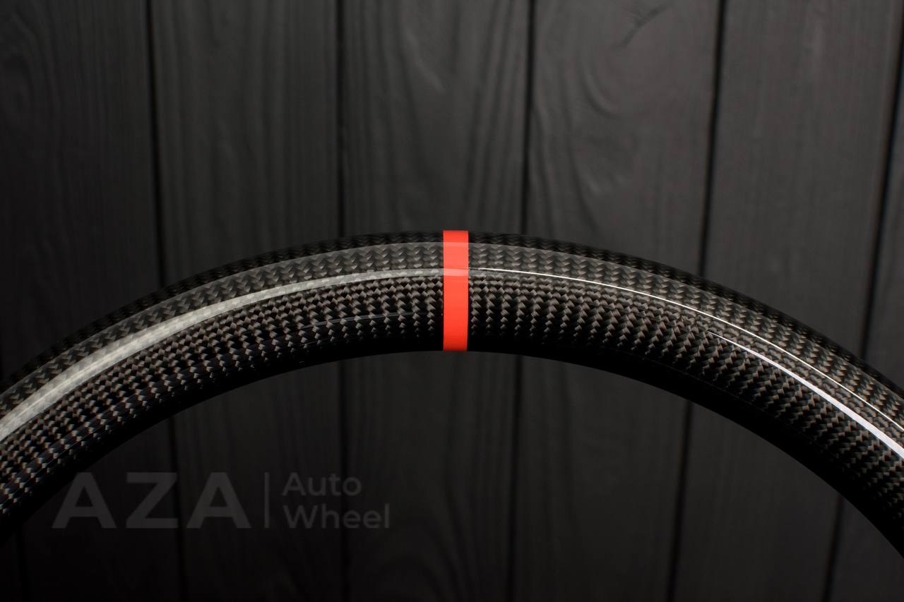 Steering wheel Chevrolet Camaro Iroc Z28 Berlinetta 1982-89 Custom flat bottom Carbon fiber/Napa/Red stripe - Image 13