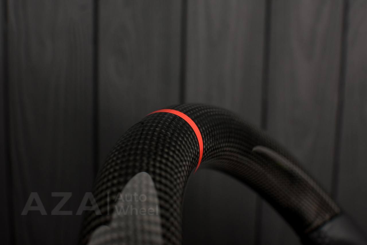 Steering wheel Chevrolet Camaro Iroc Z28 Berlinetta 1982-89 Custom flat bottom Carbon fiber/Napa/Red stripe - Image 10
