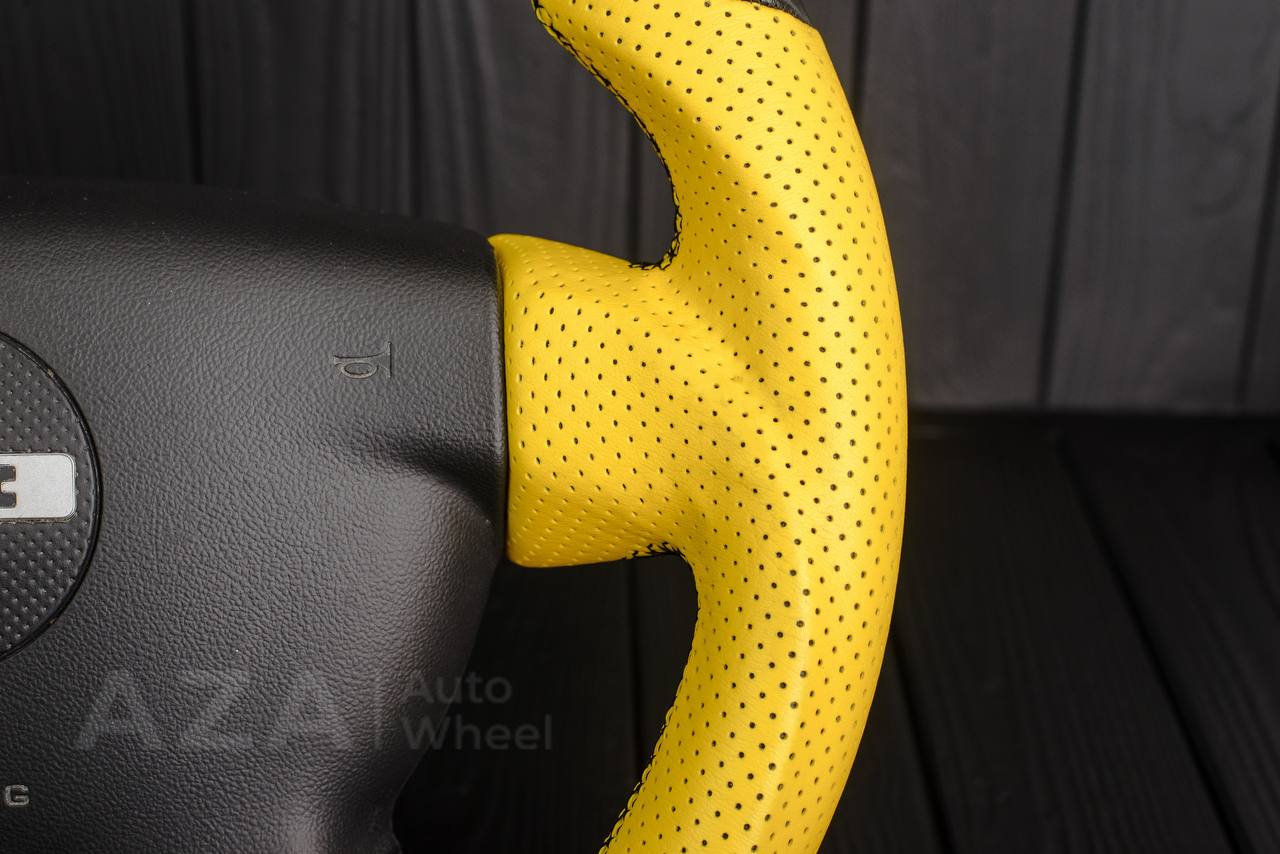 Steering Wheel Hummer H3 Carbon fiber/Perforated leather/Yellow stripe - Image 14