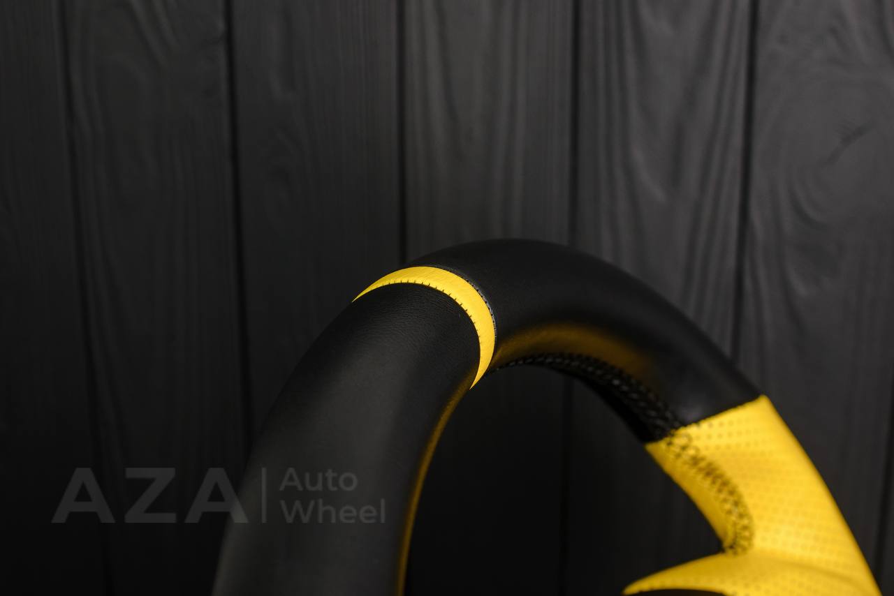 Steering Wheel Hummer H3 Carbon fiber/Perforated leather/Yellow stripe - Image 13