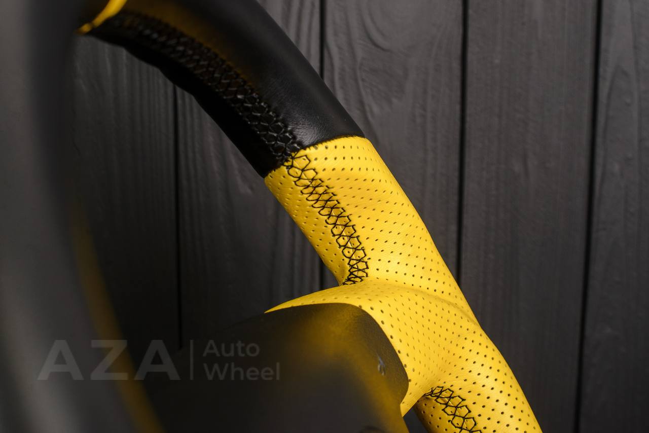 Steering Wheel Hummer H3 Carbon fiber/Perforated leather/Yellow stripe - Image 12