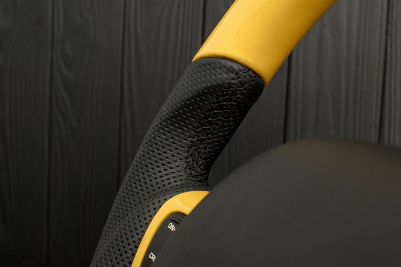 Steering wheel Plymouth/Chrysler Prowler Gloss yellow/Perforated leather/Silver stripe - Image 6