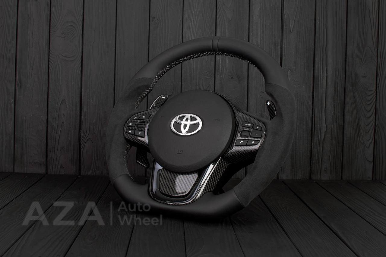 Steering wheel 2020+ TOYOTA SUPRA A90/A91+ Carbon fiber/Napa/Alcantara/Black stripe (can be any color) - Image 5