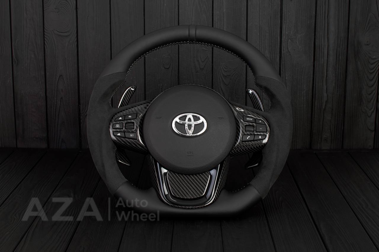 Steering wheel 2020+ TOYOTA SUPRA A90/A91+ Carbon fiber/Napa/Alcantara/Black stripe (can be any color)