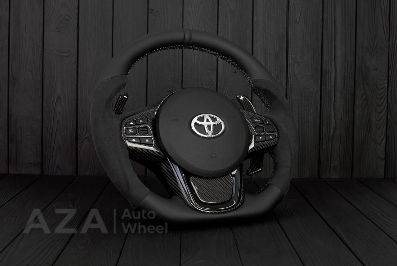 Steering wheel 2020+ TOYOTA SUPRA A90/A91+ Carbon fiber/Napa/Alcantara/Black stripe (can be any color) - Image 4