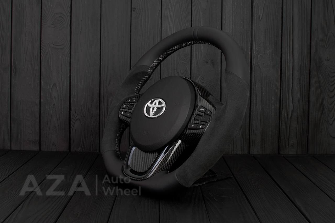 Steering wheel 2020+ TOYOTA SUPRA A90/A91+ Carbon fiber/Napa/Alcantara/Black stripe (can be any color) - Image 6